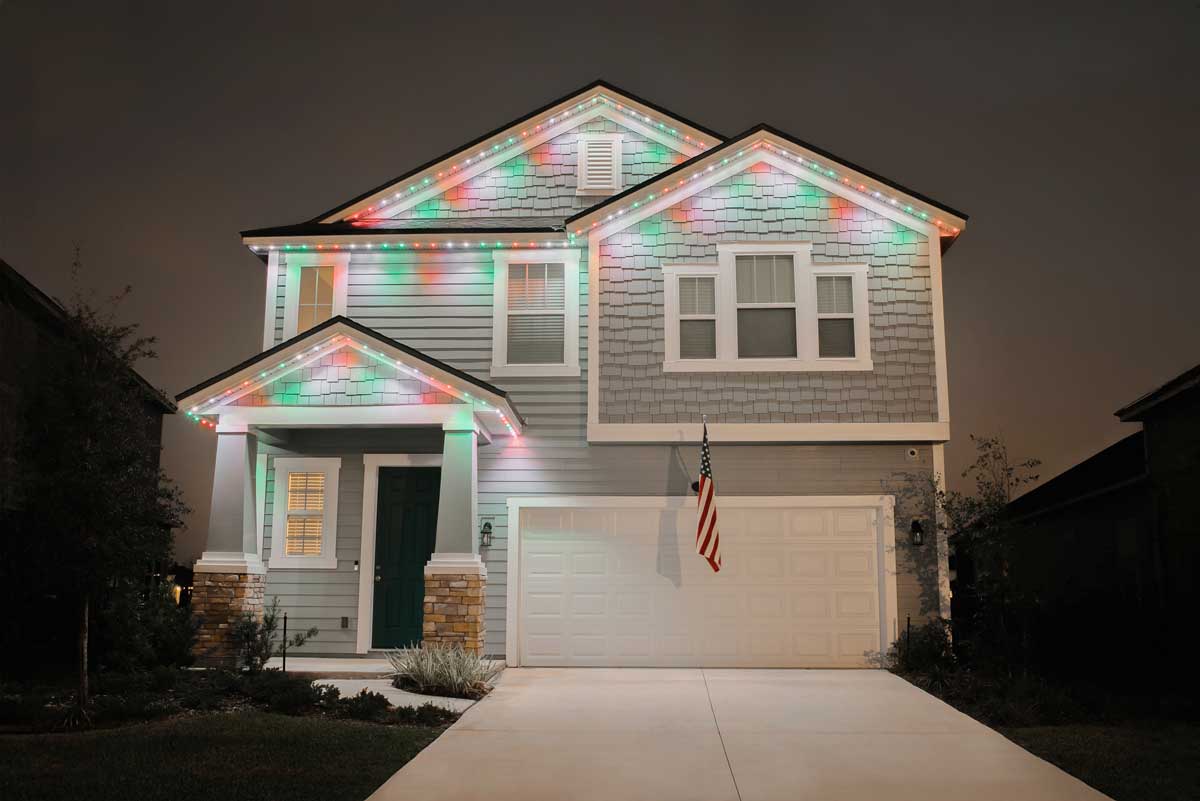 Permanent lighting on a home exterior