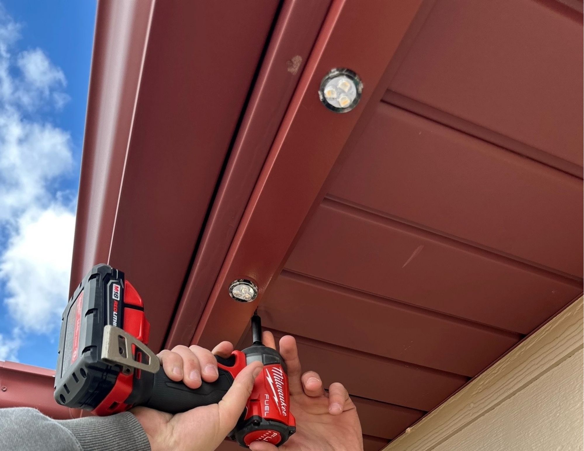 Close-up of residential permanent lighting