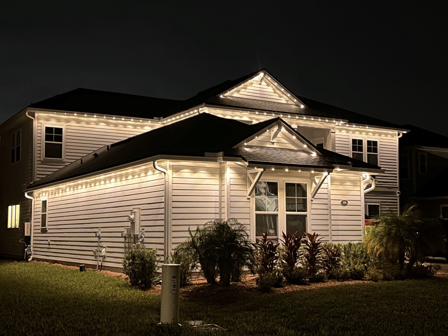 Residential permanent lighting at night