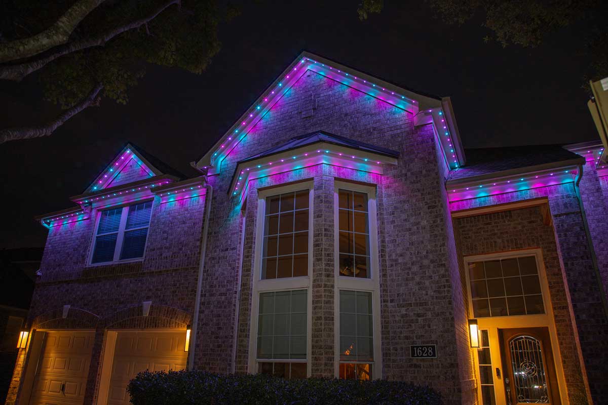 Professional security lighting illuminating a residential home