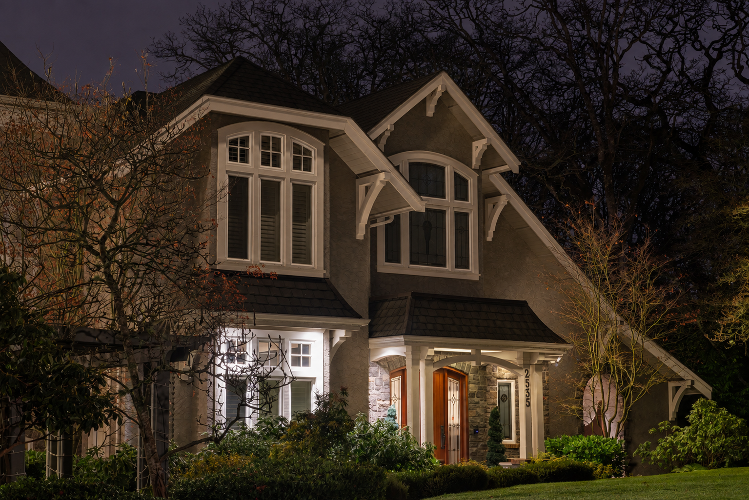 Home before professional holiday lighting installation