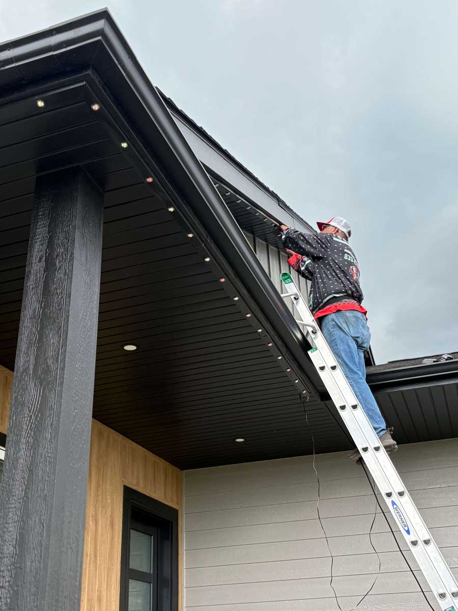 Exterior property illuminated with permanent security lighting