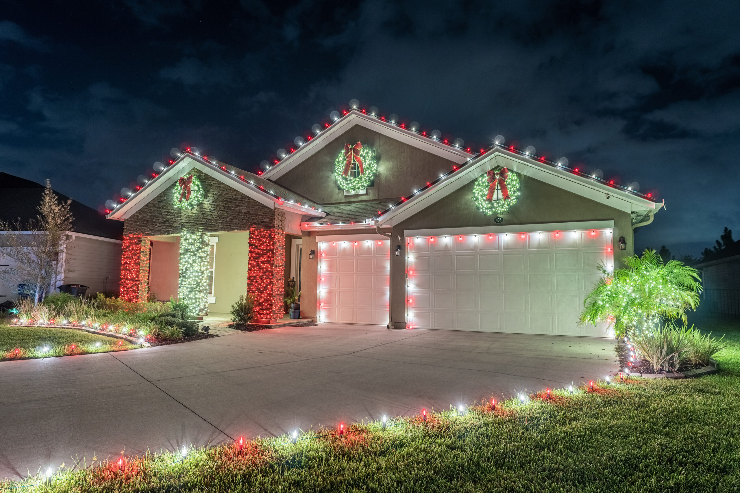 Rainbow permanent lighting on residential home