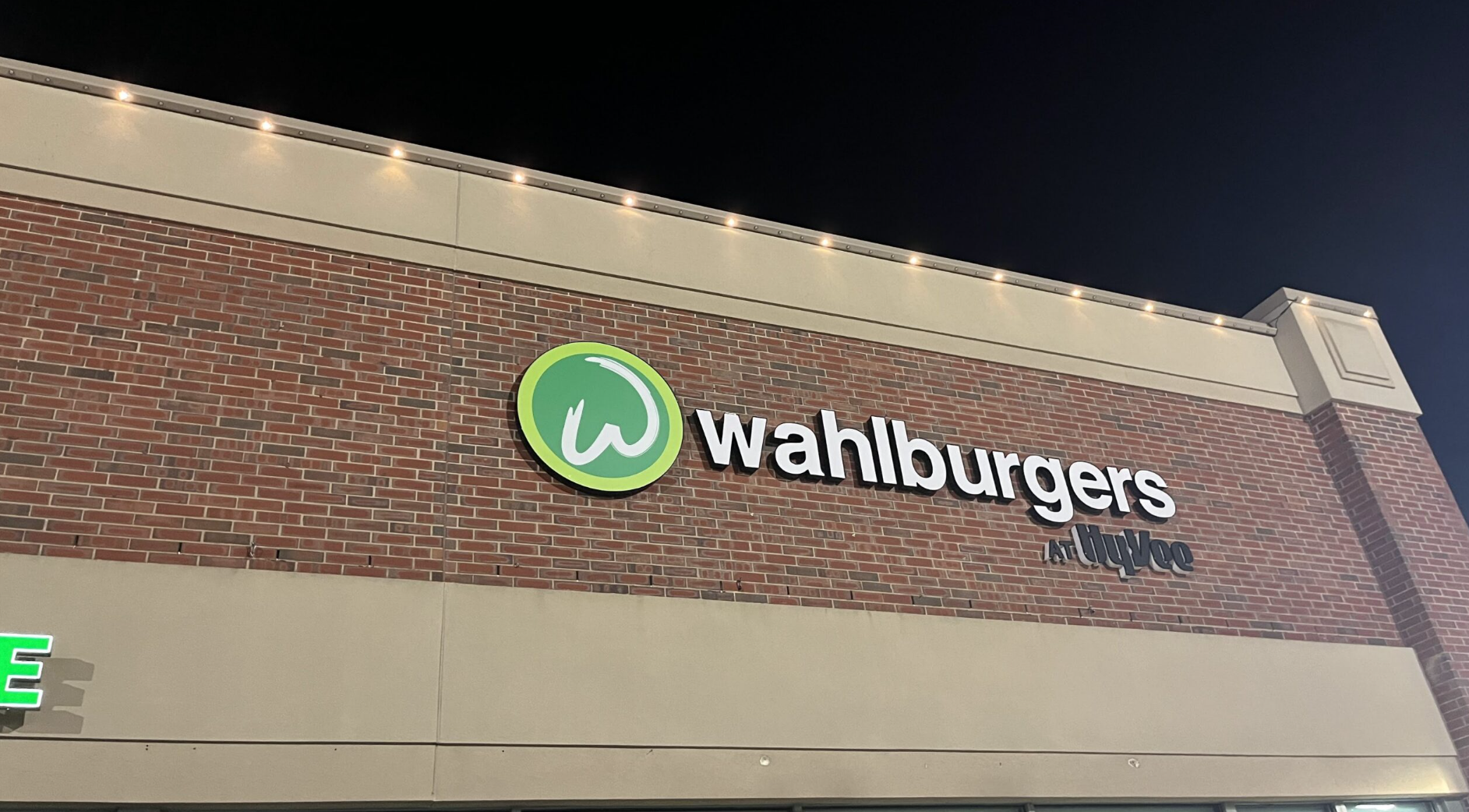 Commercial building with permanent exterior lighting
