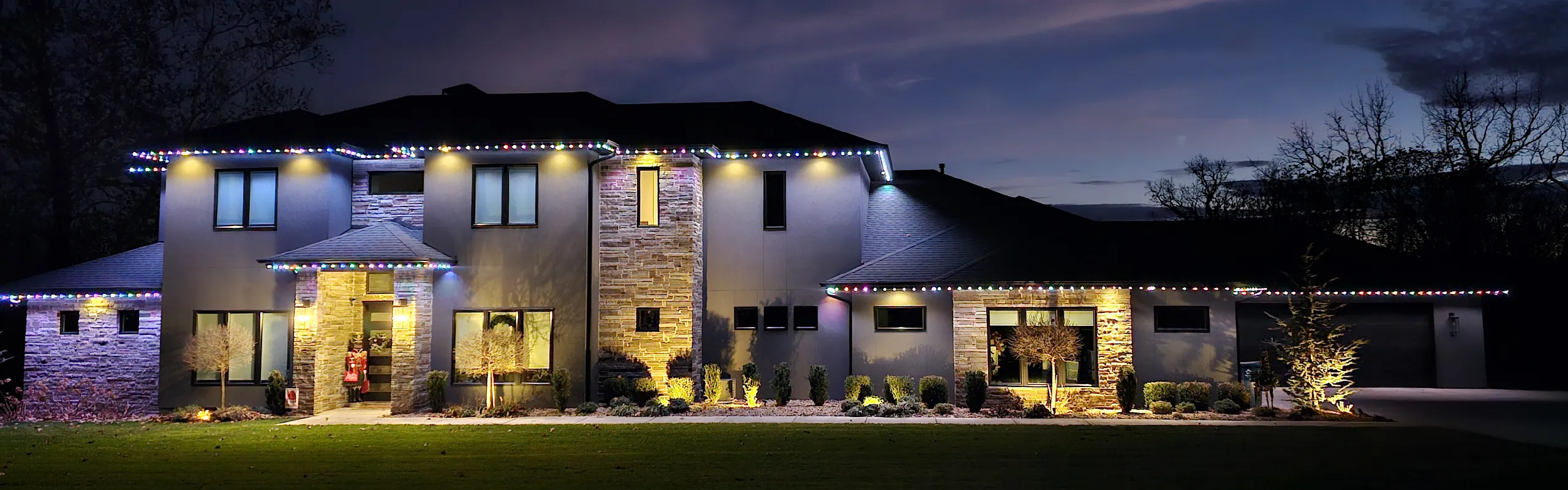 Permanent lighting on home exterior