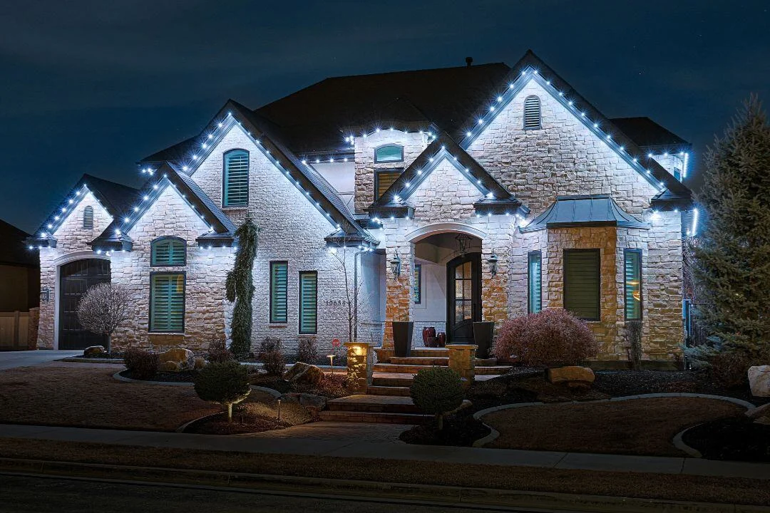 Permanent lighting installed on a residential home